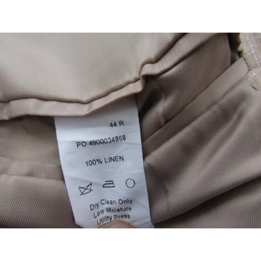 Lauren Ralph Lauren Slim‎ Beige Stripe Sz 44R 100% Linen Sport Coat Blazer